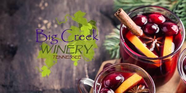 Photo of mulled wine with logo for Big Creek Winery